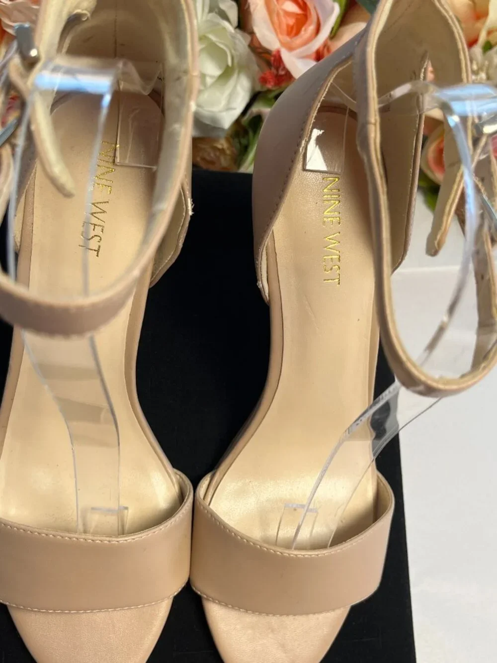 Nine West Nude Ankle Strap Stiletto Sandals Open Toe Dress Heels Women’s 8M
